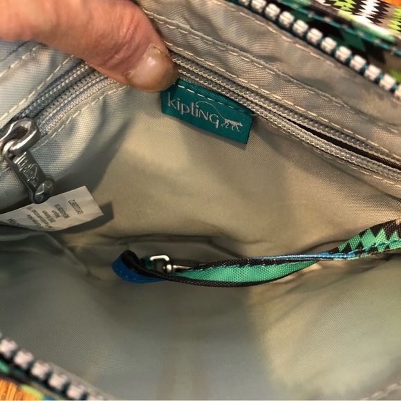 KIPLING Lucy, Crossbody Bag, Teal/White/Green/Black/Brown, 6.5”x8” - Picture 7 of 14